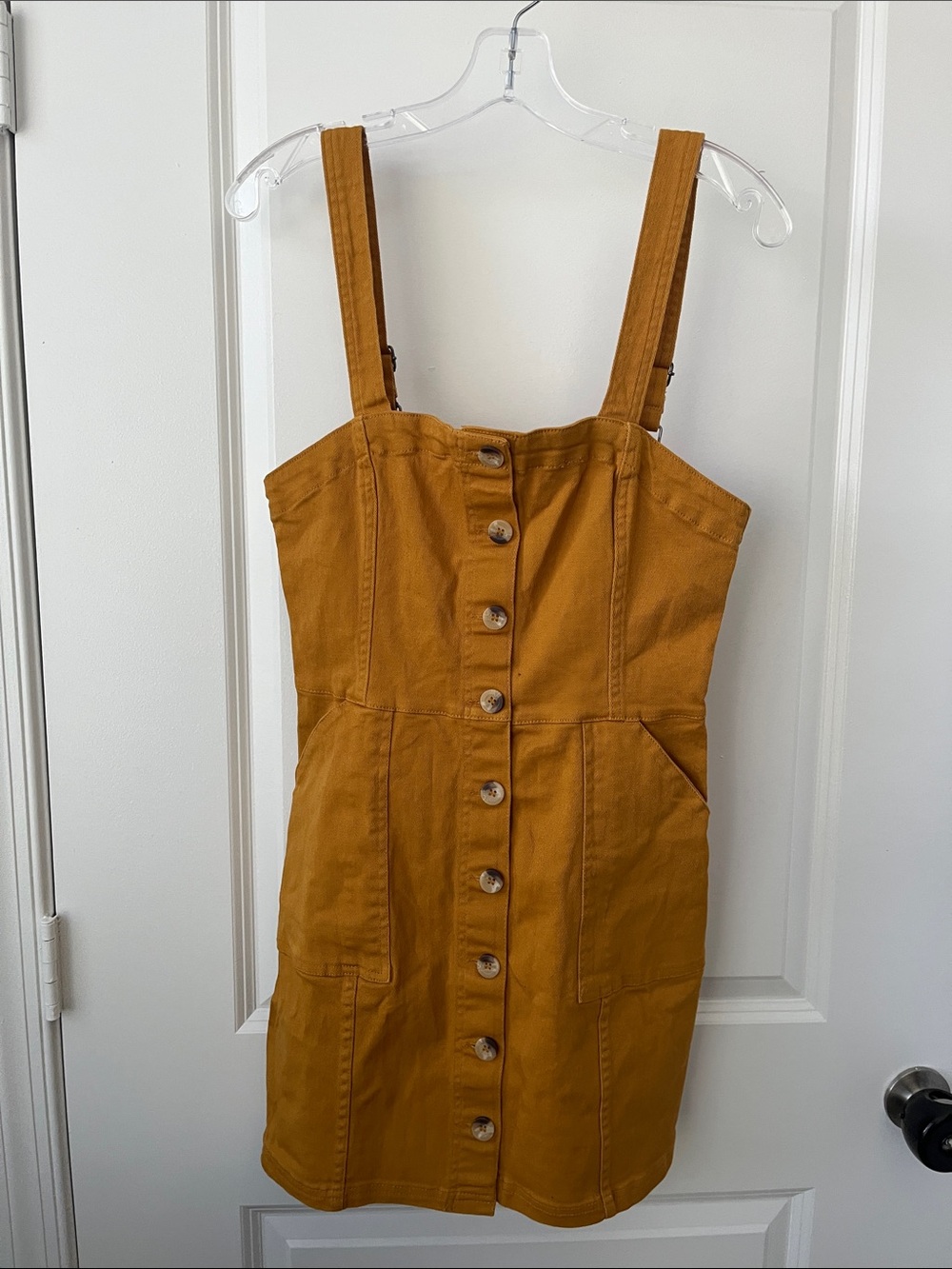 H&M Mustard Button-Front Mini Dress